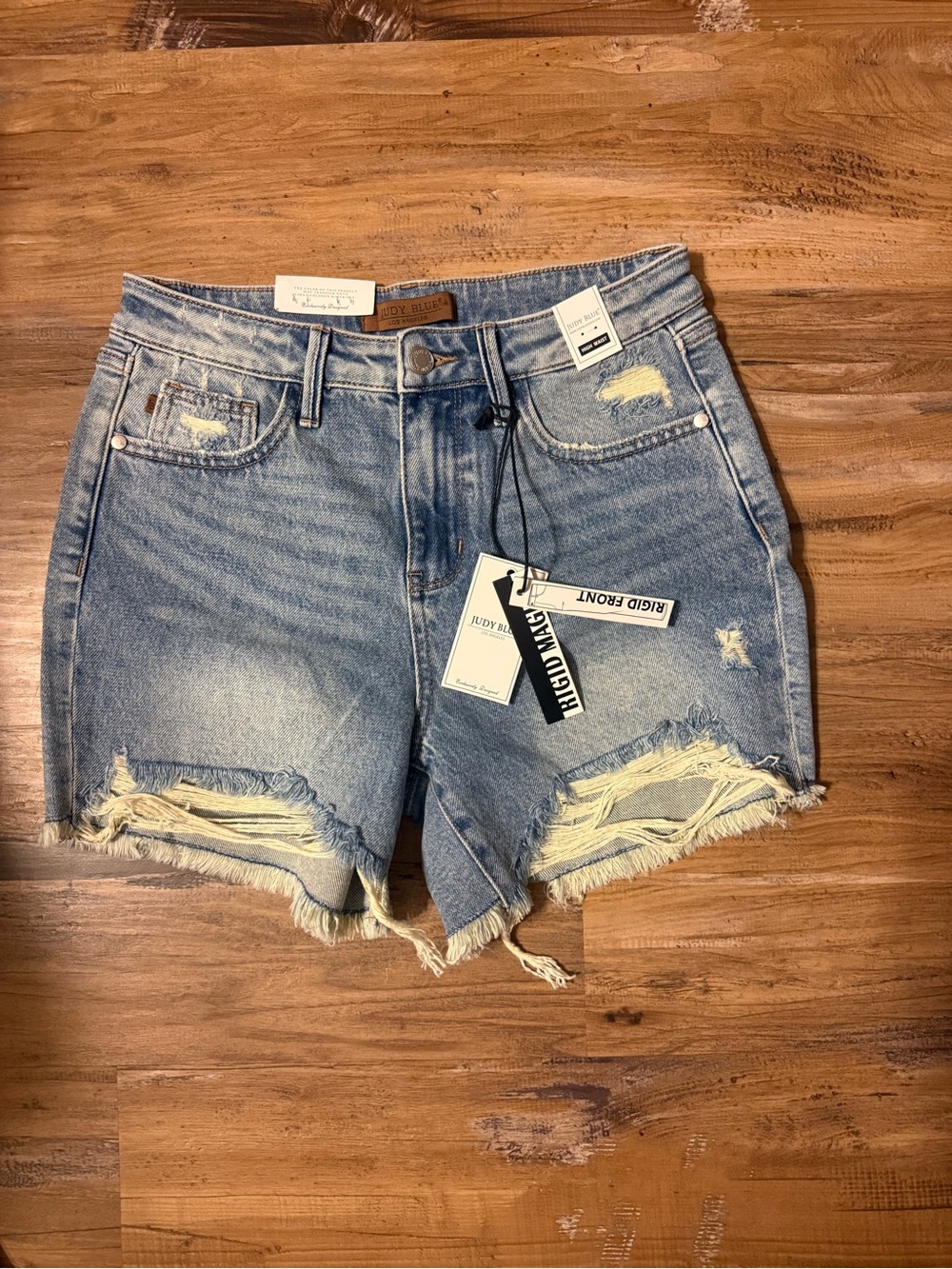 Judy Blue Light Blue Distressed High-Rise Jean Shorts